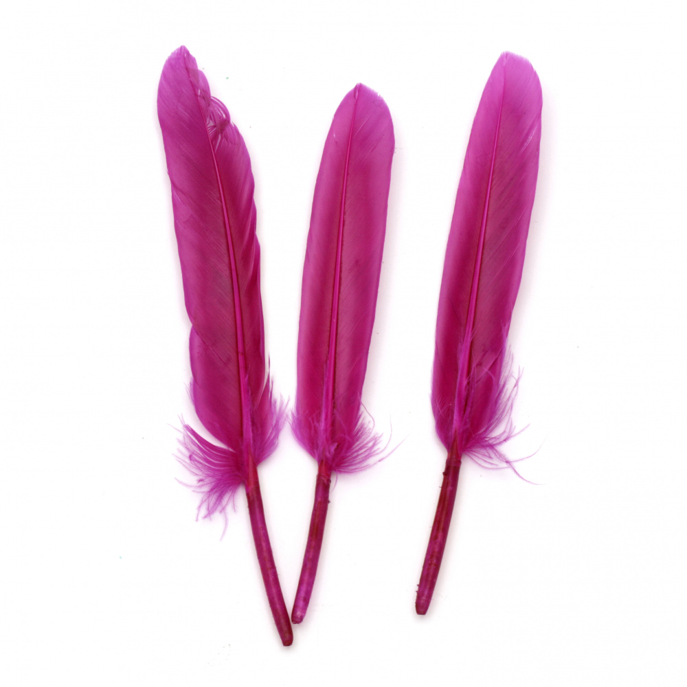 Feather for decoration 100~150x15~20 mm pink purple - 10 pieces
