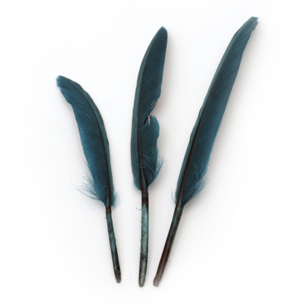 Feathers for DIY Dream Catcher, Earrings, Scarves, Costumes /  Turquoise / 100 ± 150 x 15 ± 20 mm - 10 pieces
