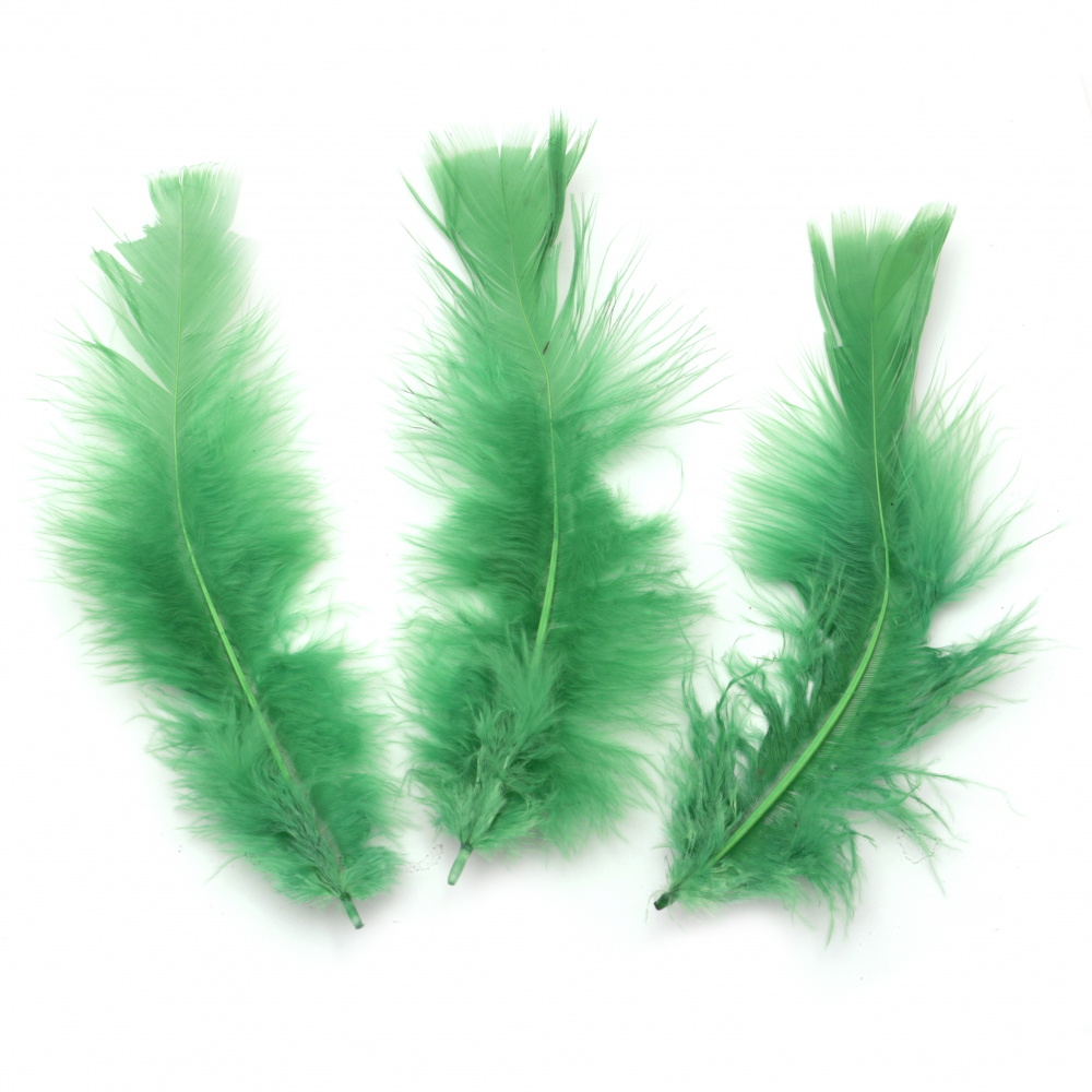 Feather for decoration 120~ 170x35~ 40 mm green - 10 pieces