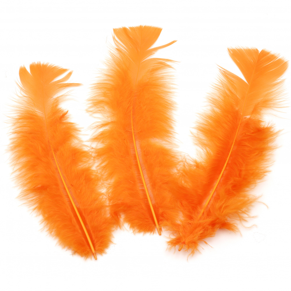 Feather for decoration 120~170x35~40 mm dark orange - 10 pieces