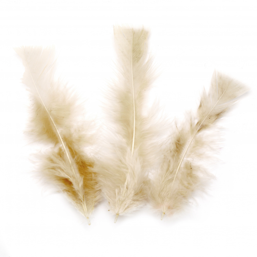 Feather for decoration 120~170x35~40 mm beige - 10 pieces