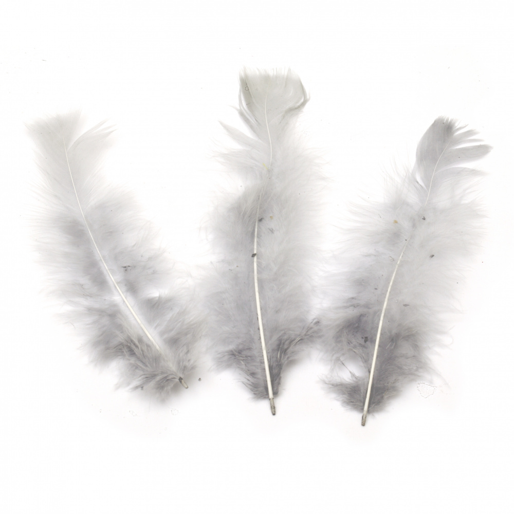 Feather for decoration 120~170x35~40 mm gray - 10 pieces