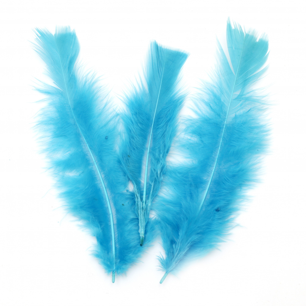 Colorful decorative feather 120~170x35~40 mm blue - 10 pieces