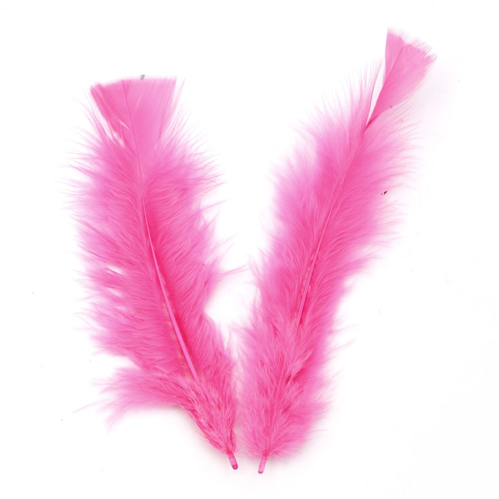 Furry feather for craft  projects 120~170x35~40 mm pink - 10 pieces