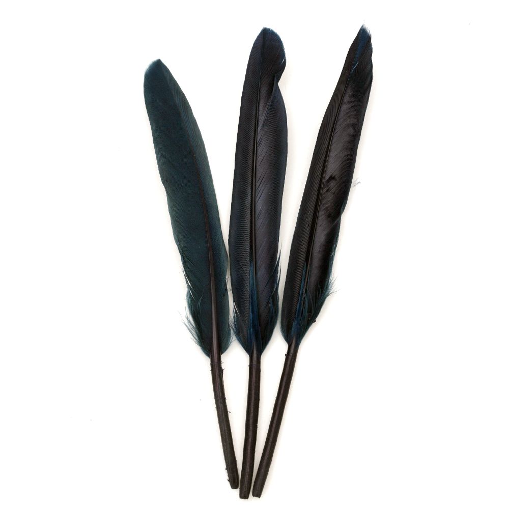 Feathers for Crafts - Dream Catchers, Jewelry, Party Decorations / 100 ± 150 x 15 ± 20 mm / Indigo - 10 pieces