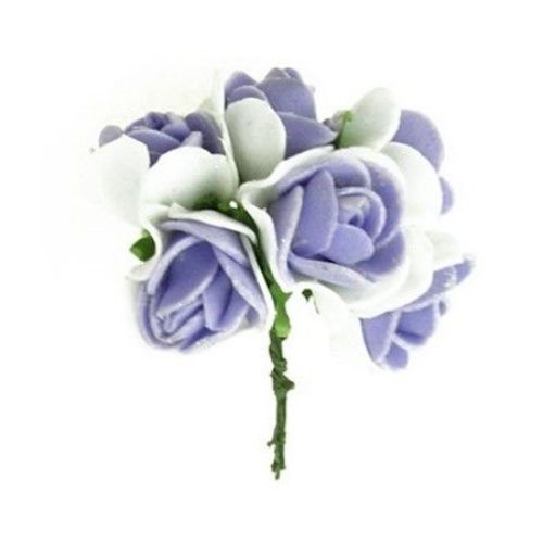 Bouquet of Foam Roses / White and Purple / 20 mm - 6 pieces