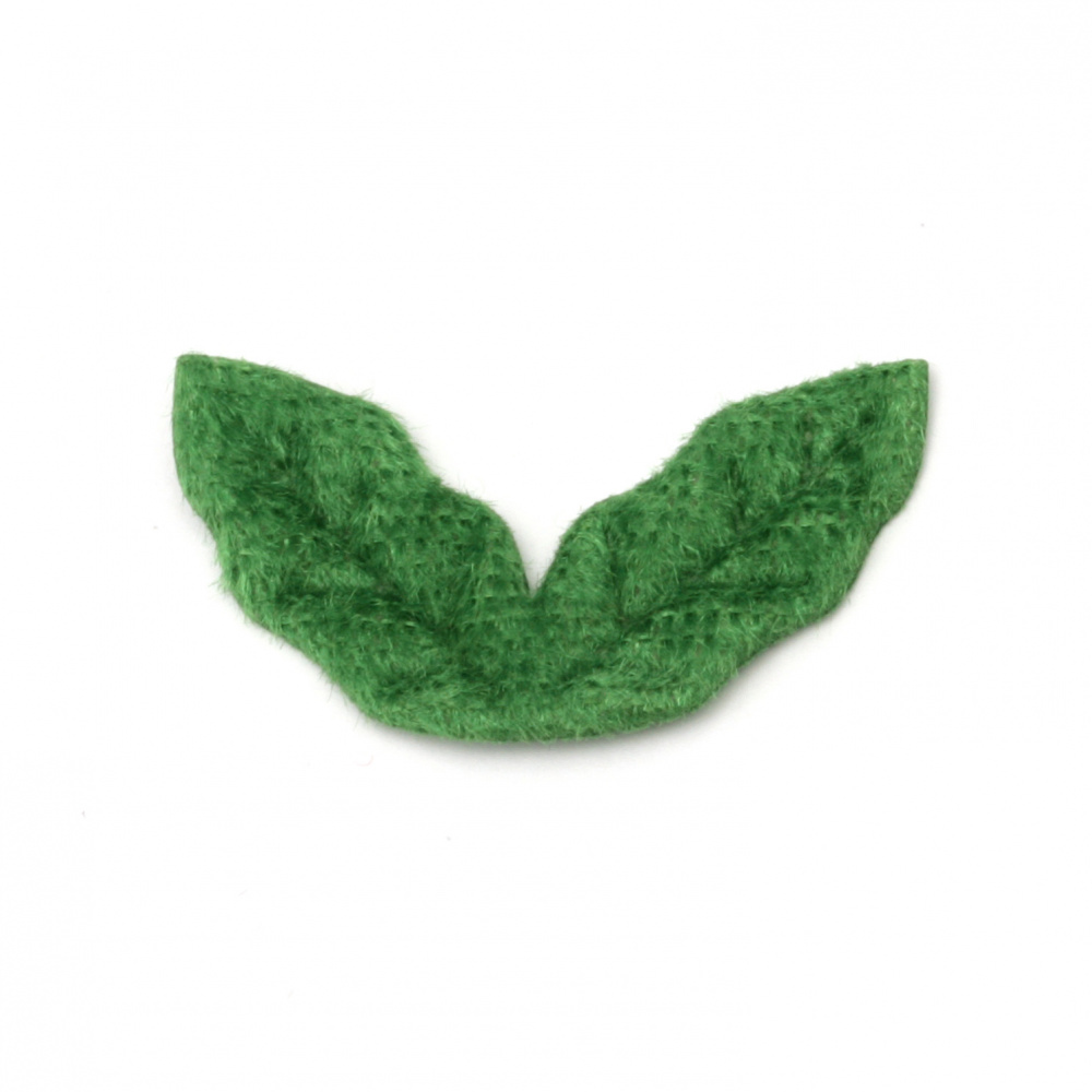 Frunze textil 30x15 mm culoare verde -20 bucăți