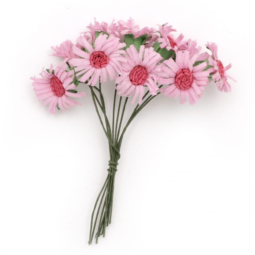 Bouquet of pink artificial flowers for embellishment of tiaras, hairpins 20x90 mm -10 pieces