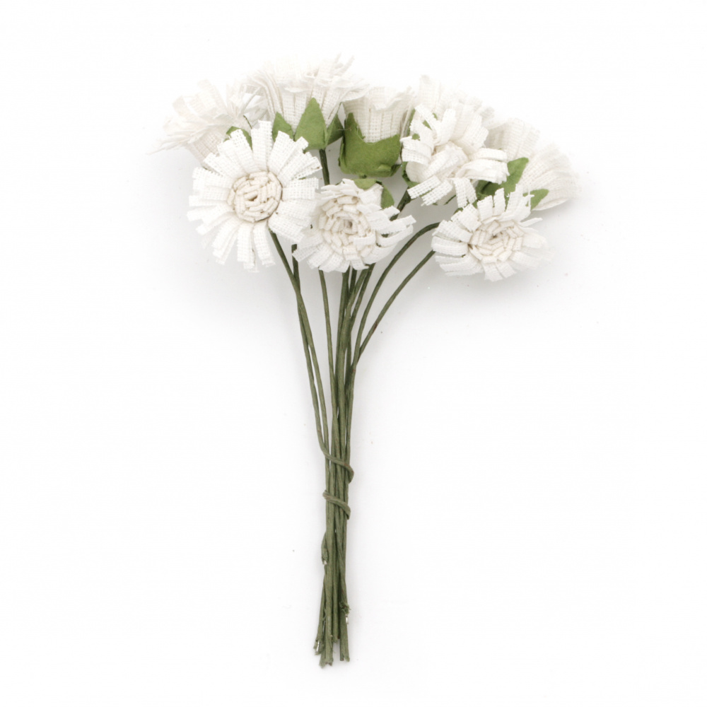 Λουλούδια λευκά 20x90 mm από ύφασμα -10 τεμάχια ανά ματσάκι