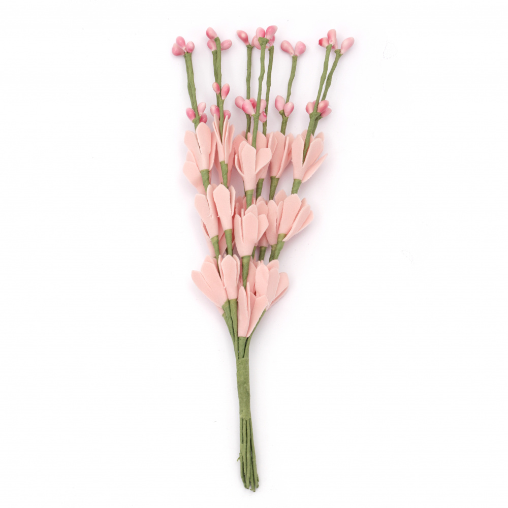 Branch Wire Flowers 210 mm color peach -10 pieces