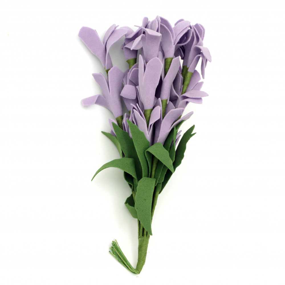 Buchet de flori 20x30x190 mm cauciuc și sârmă culoare violet -10 bucăți
