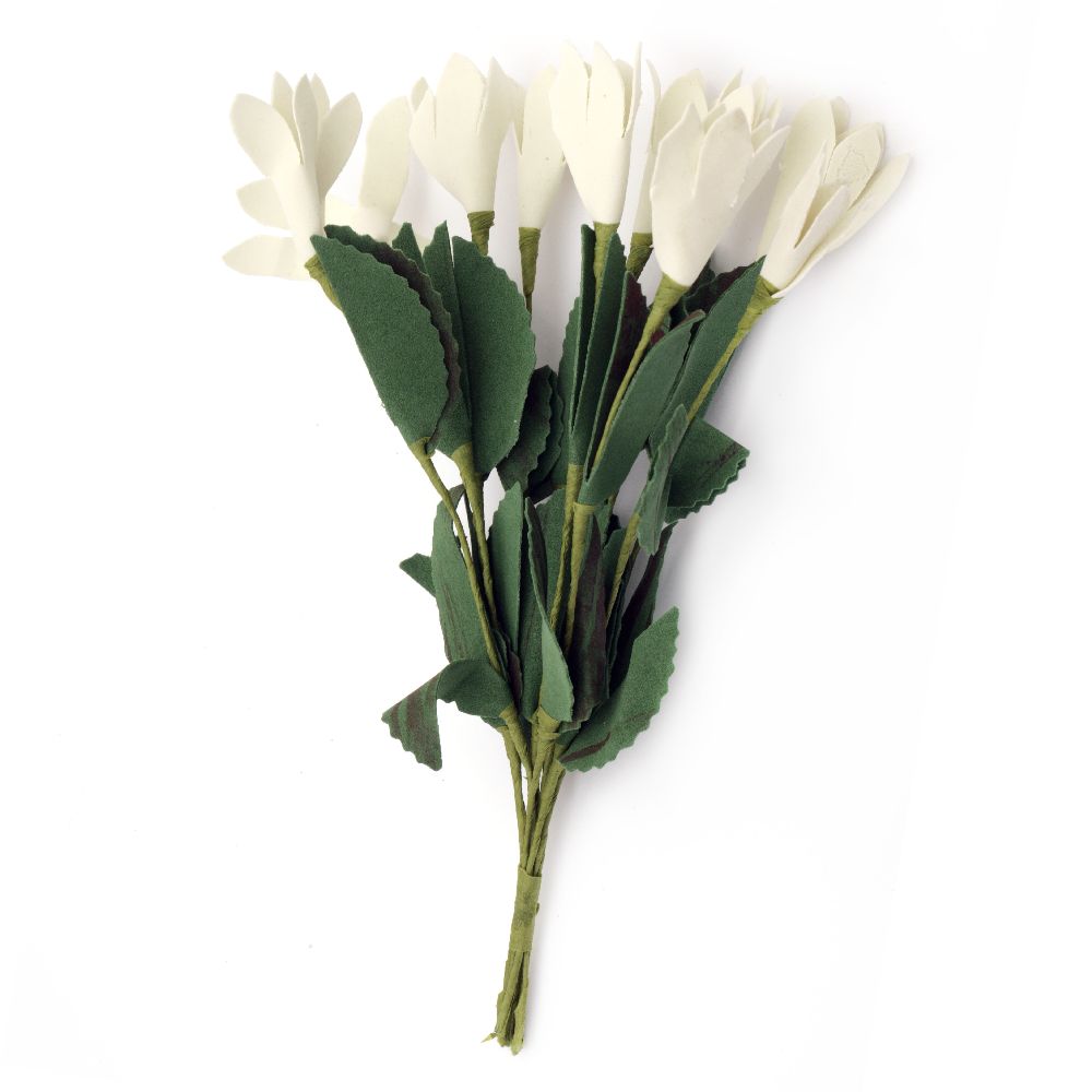 Flower bouquet 20x30x190 mm rubber and wire, white - 10 pieces