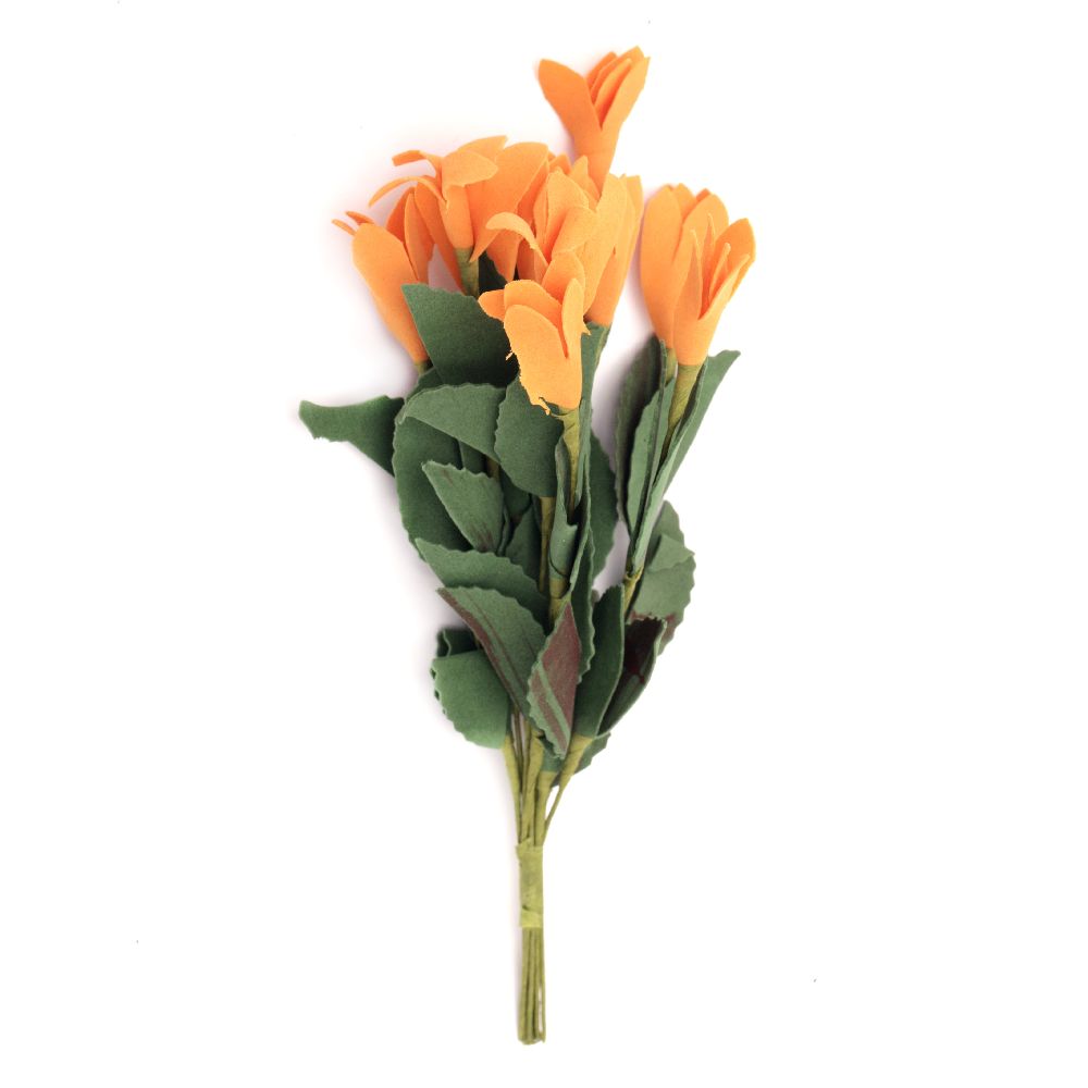 Flower bouquet 20x30x190 mm rubber and wire, orange - 10 pieces