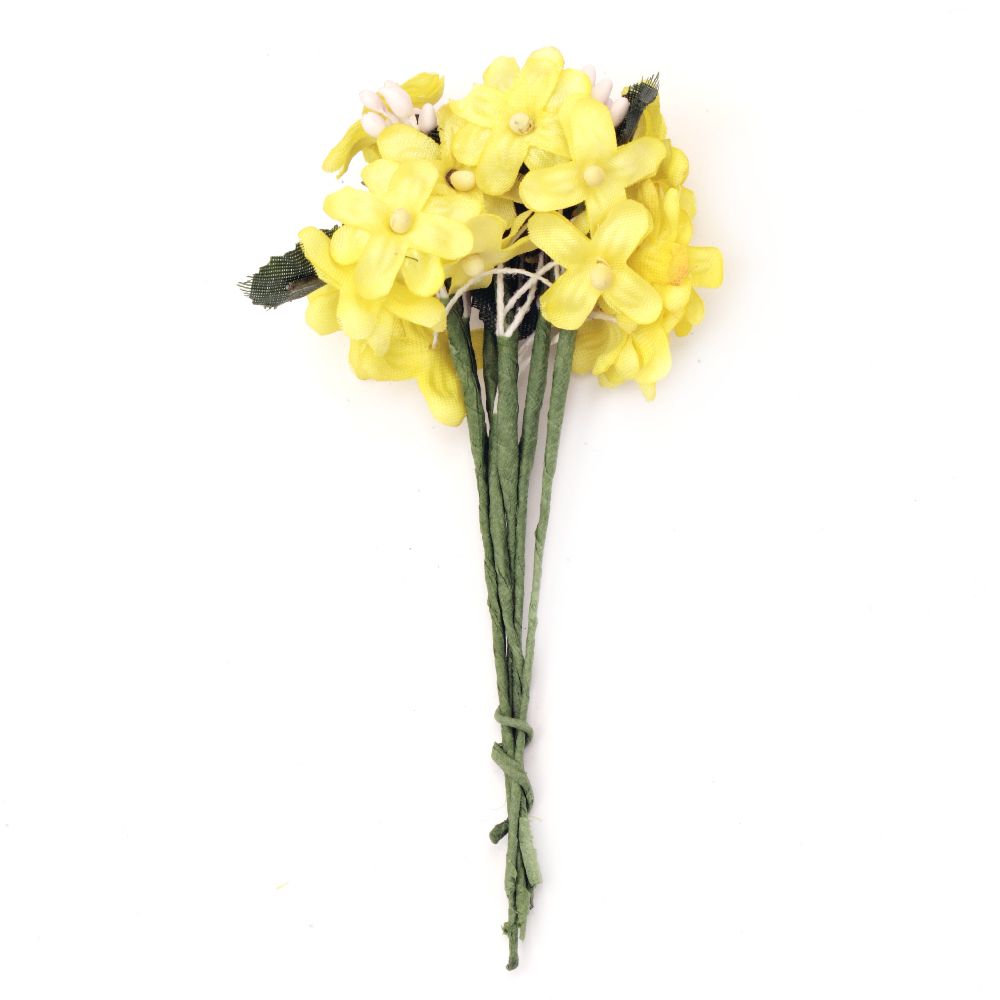 Bouquet of yellow  artificial flowers for decoration 20x120 mm - 6 pieces