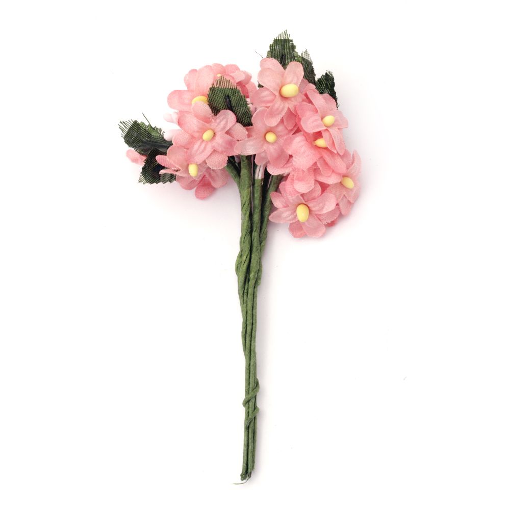 Bouquet of pink  artificial flowers for decoration 20x120 mm - 6 pieces