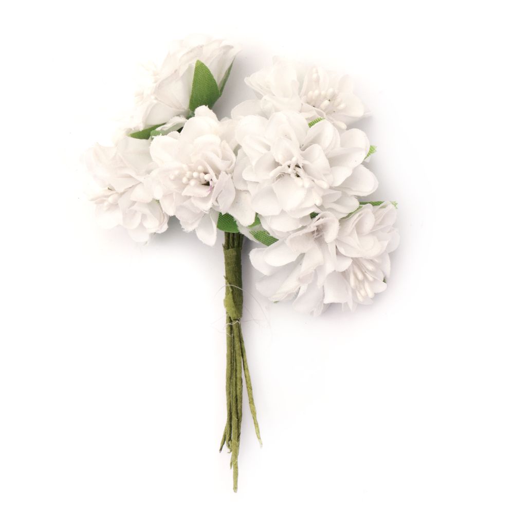 Bouquet Carnation flower with stamens 35x110 mm white - 6 pieces