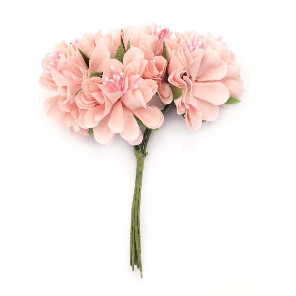 Bouquet Carnation flower with stamens  35x110 mm peach color - 6 pieces