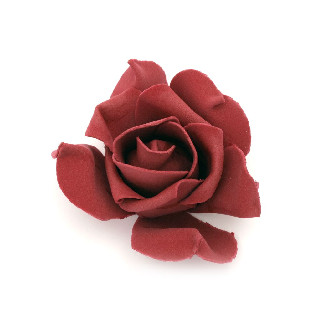 Рози от фоам за декорация цвят бордо 70x45 мм -5 броя