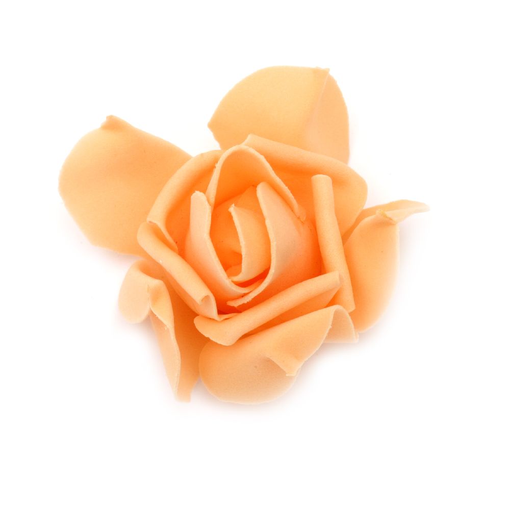 Оранжеви рози от фоам за декорация 70x45 мм -5 броя