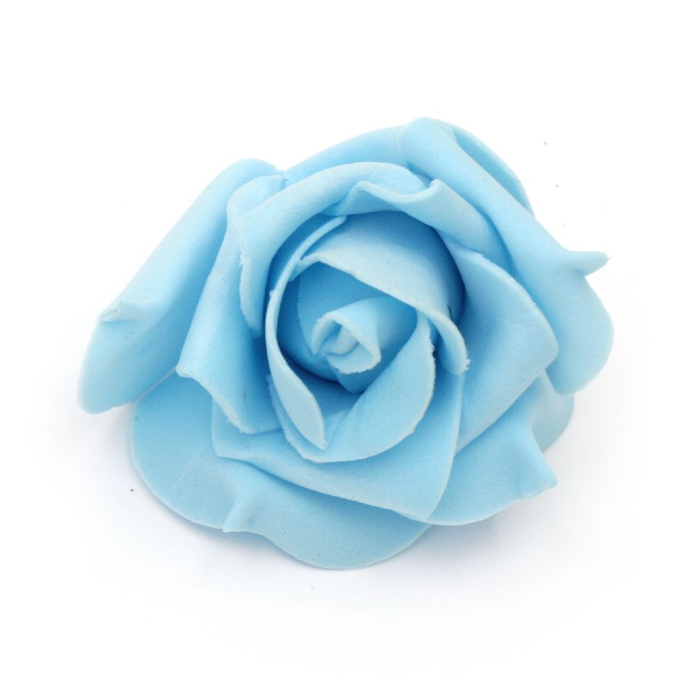 Сини рози от фоам за декорация 70x45 мм -5 броя