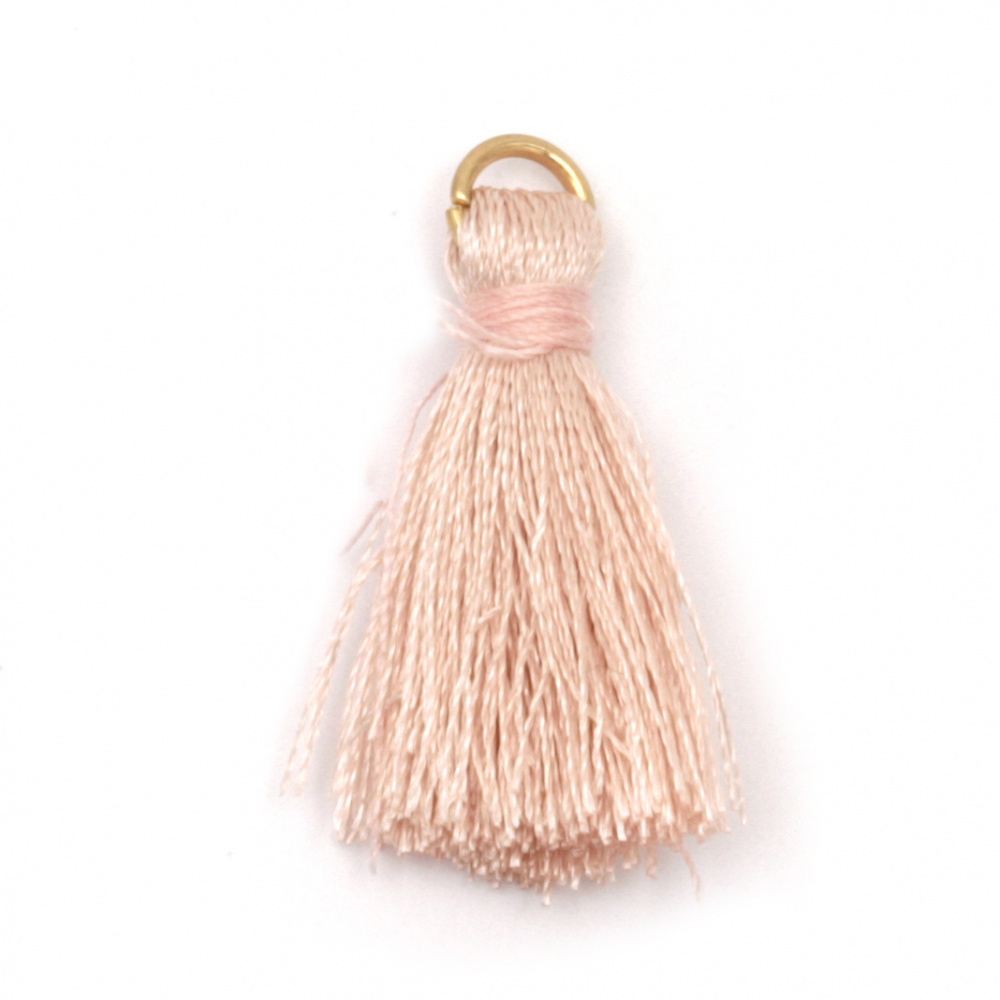 Fabric Tassel 30x6 mm with metal ring color peach - 10 pieces