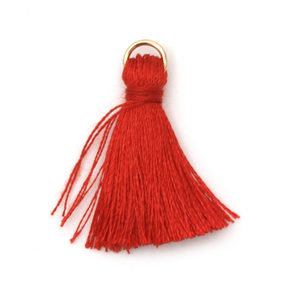 Fabric Tassel 30x6 mm with metal ring color red - 10 pieces
