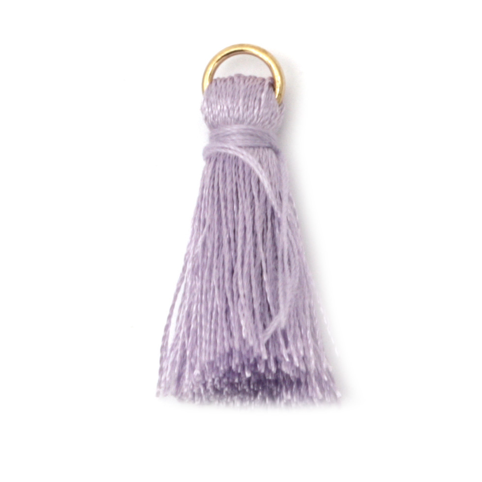 Fabric Tassel 30x6 mm with metal ring color purple - 10 pieces