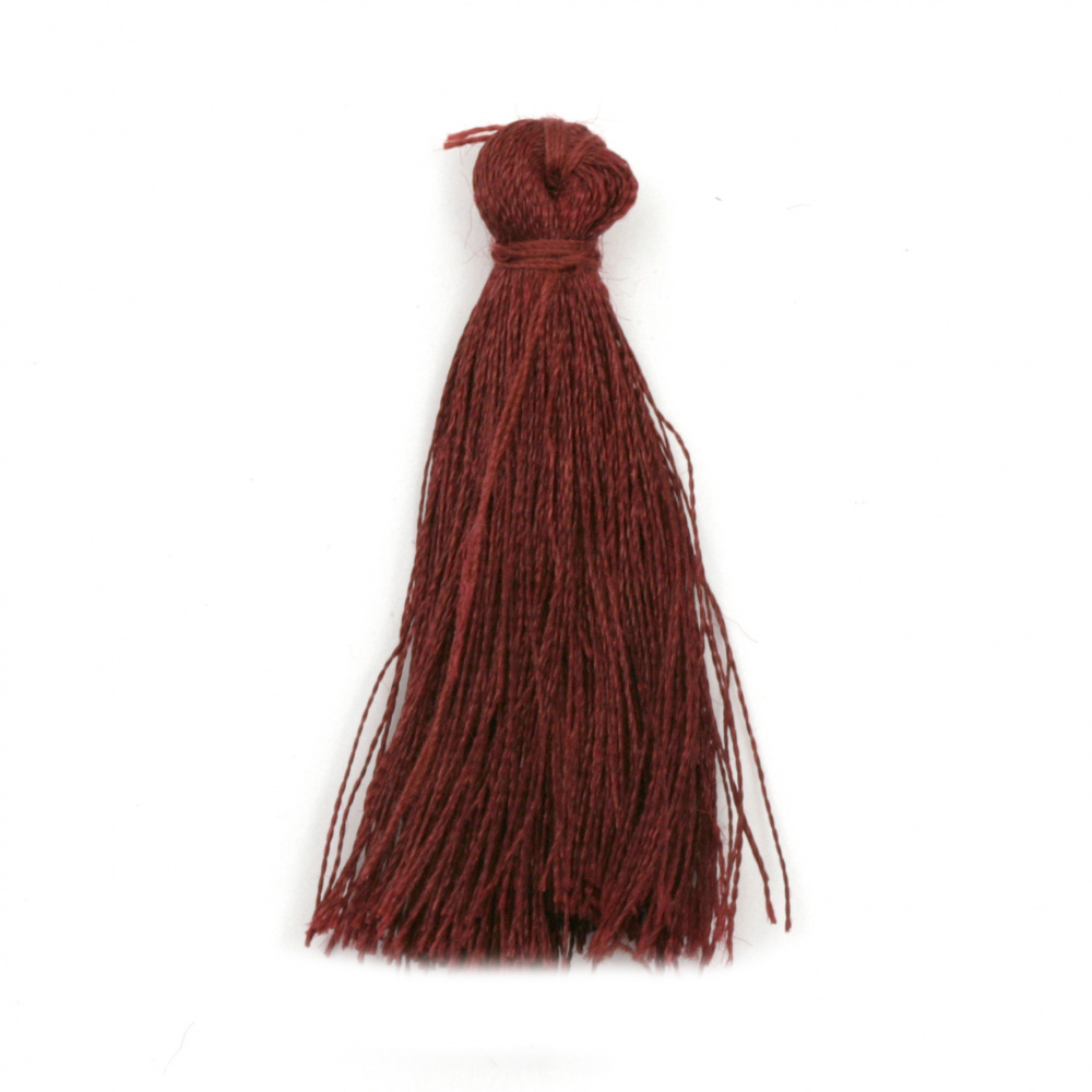 Fabric Tassel 50x5 mm burgundy color - 10 pieces