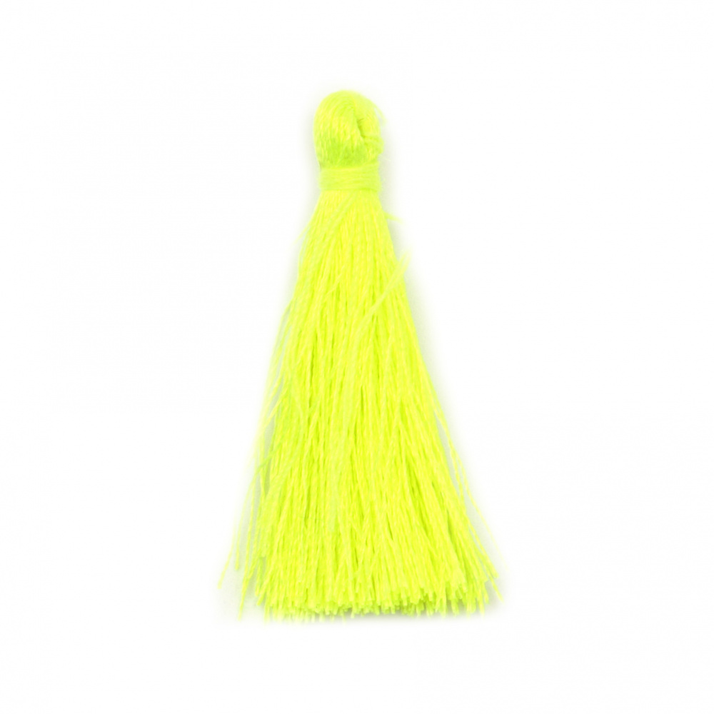 Fabric Tassel 50x5 mm  color yellow electric - 10 pieces