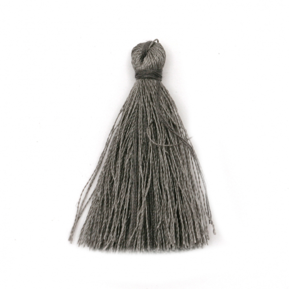 Fabric Tassel 50x5 mm color gray - 10 pieces