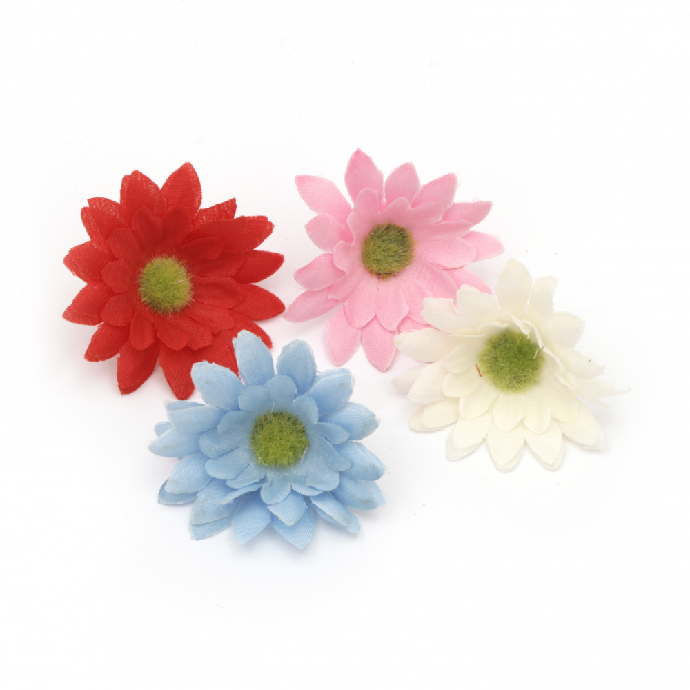 Flower daisy 45 mm with stump for installation  mix colors - 10 pieces