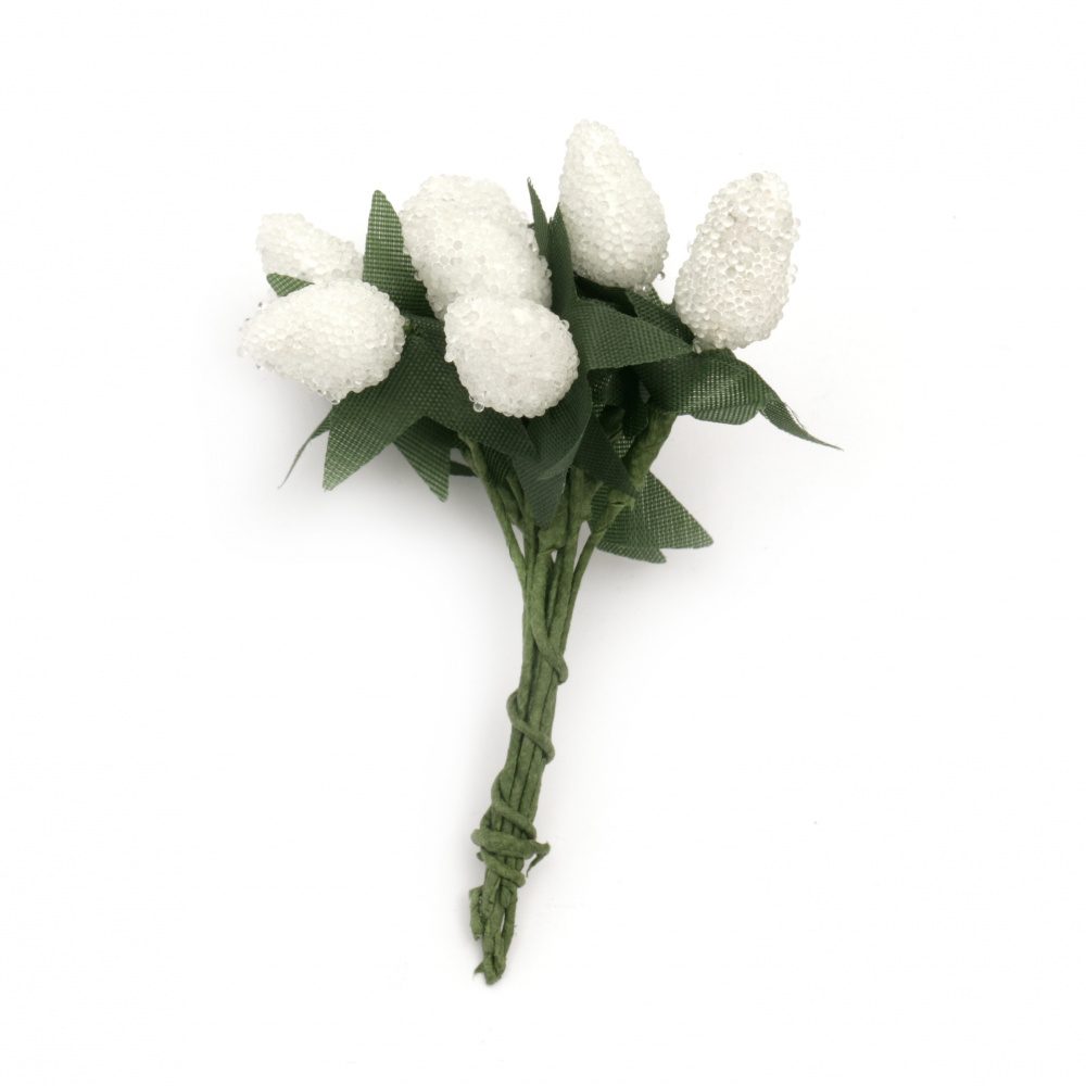 Bouquet of flower buds sugar type 13x22x100 mm color white - 10 pieces