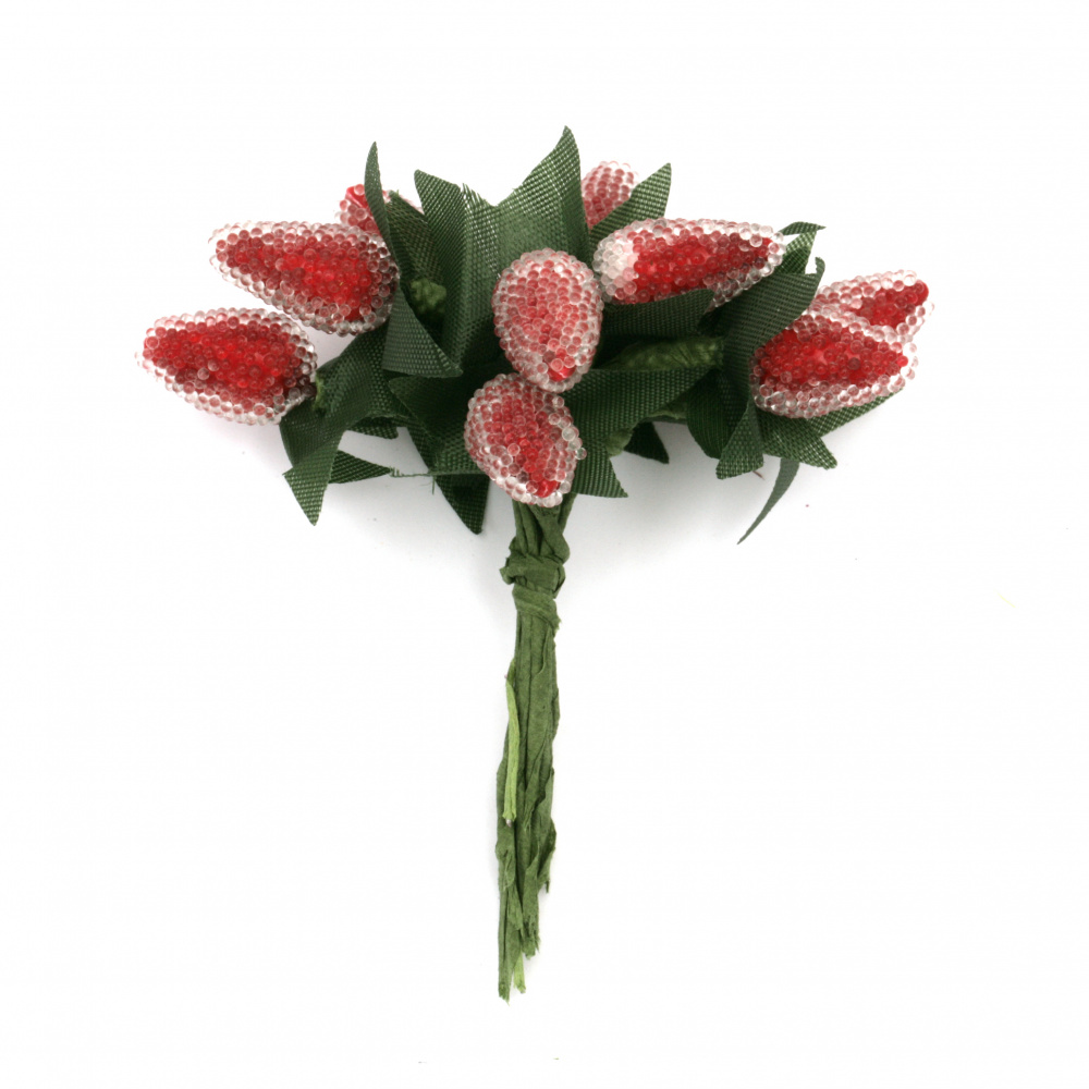 Buchet de muguri de flori zahăr 13x22x100 mm culoare roșu -10 bucăți
