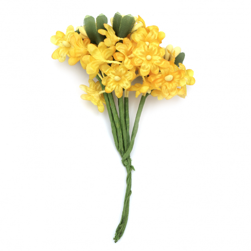 Bouquet of dark yellow  artificial flowers for decoration 20x120 mm - 6 pieces