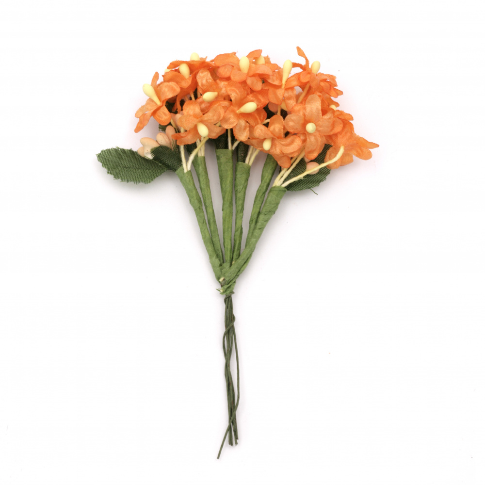 Bouquet of orange  artificial flowers for decoration 20x120 mm - 6 pieces