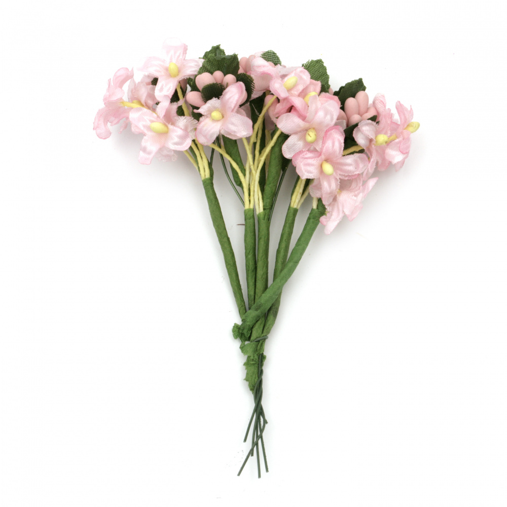 Букет цветя светло розови 20x120 мм -6 броя