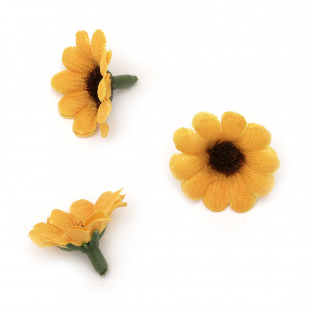 Culoare floarea-soarelui 30 mm cu boboc pentru montare culoare portocaliu - 20 bucăți