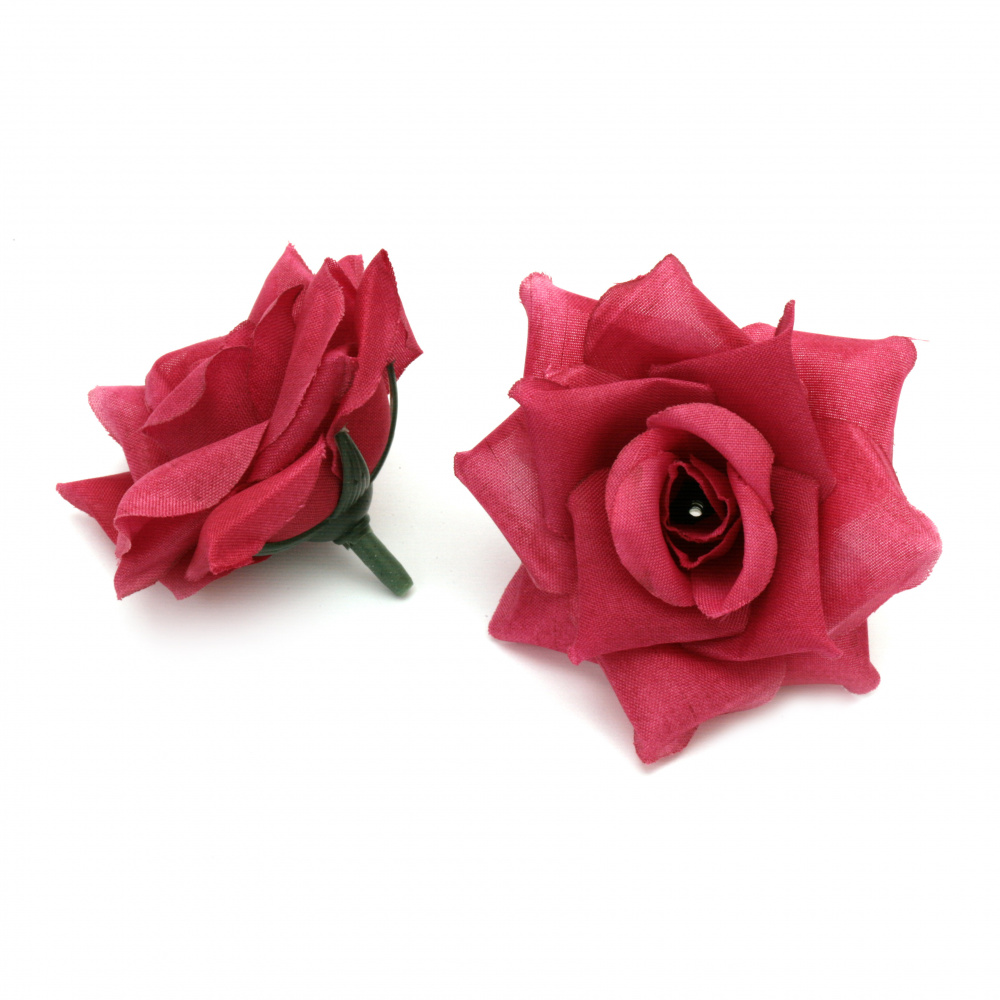 Flower Rose from Textile 55 mm with stump for installation, color purple -5 pieces
