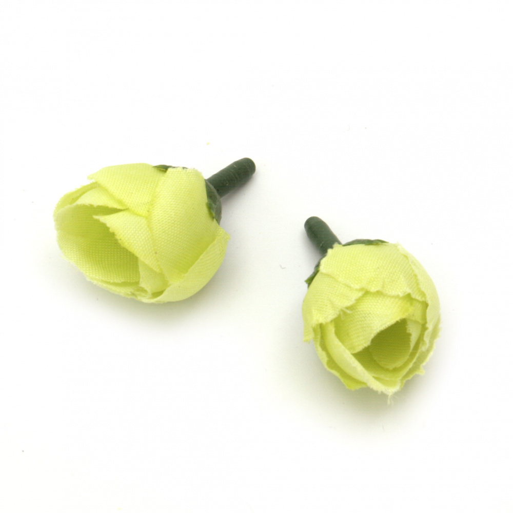 Flower Rose  20 mm with stump for installation, color light green - 10 pieces