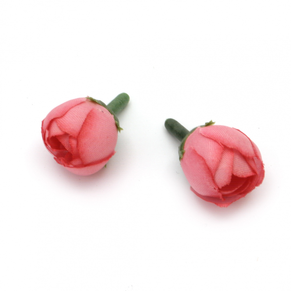 Floare trandafir 20 mm cu boboc pentru montaj rosu pal -10 bucati