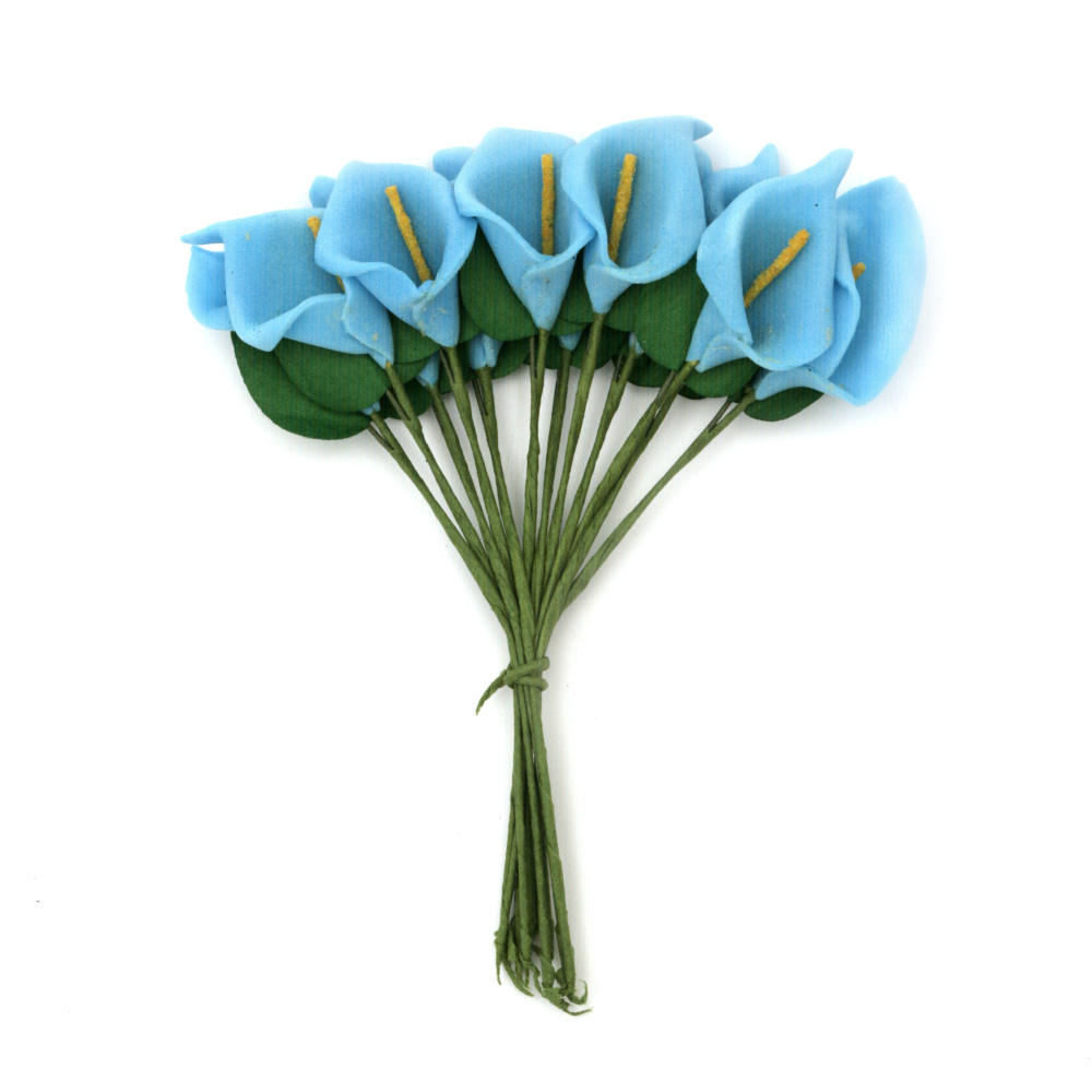 Bouquet of Calla Lilies for Decoration, color Blue 20x30 mm - 12 pieces