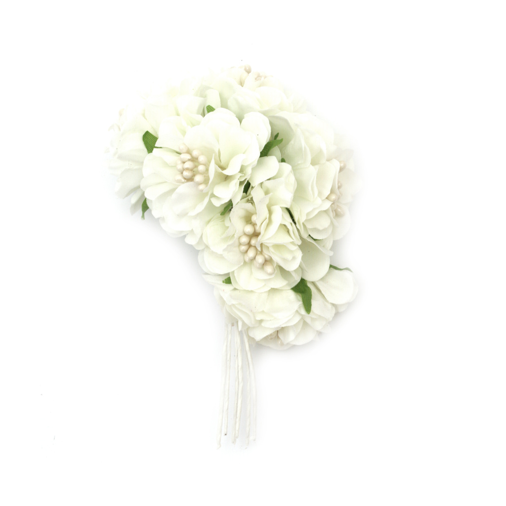 Bouquet of Textile Flowers, Champagne color 50x130 mm - 6 pieces
