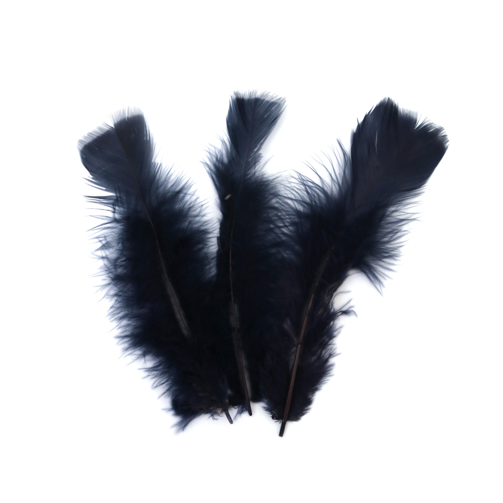 Elegant Decorative Feathers 120~170x35~40 mm – Dark Blue Color, Set of 10 for Stylish Crafts, Festive Arrangements & Artistic Projects