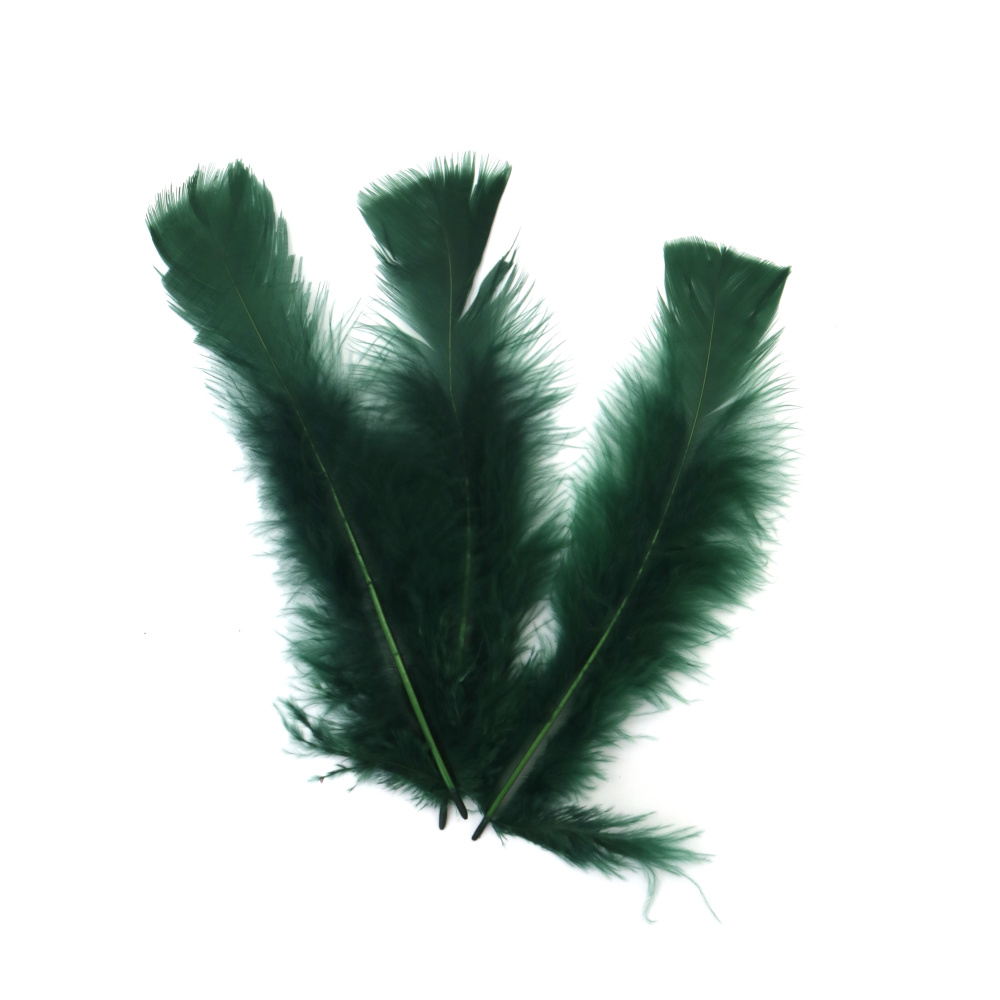 Pene decorative naturale 120~170 x 35~40 mm, verde închis – set 10 bucăți pentru craft, proiecte DIY rustice, decorațiuni elegante și aranjamente florale creative