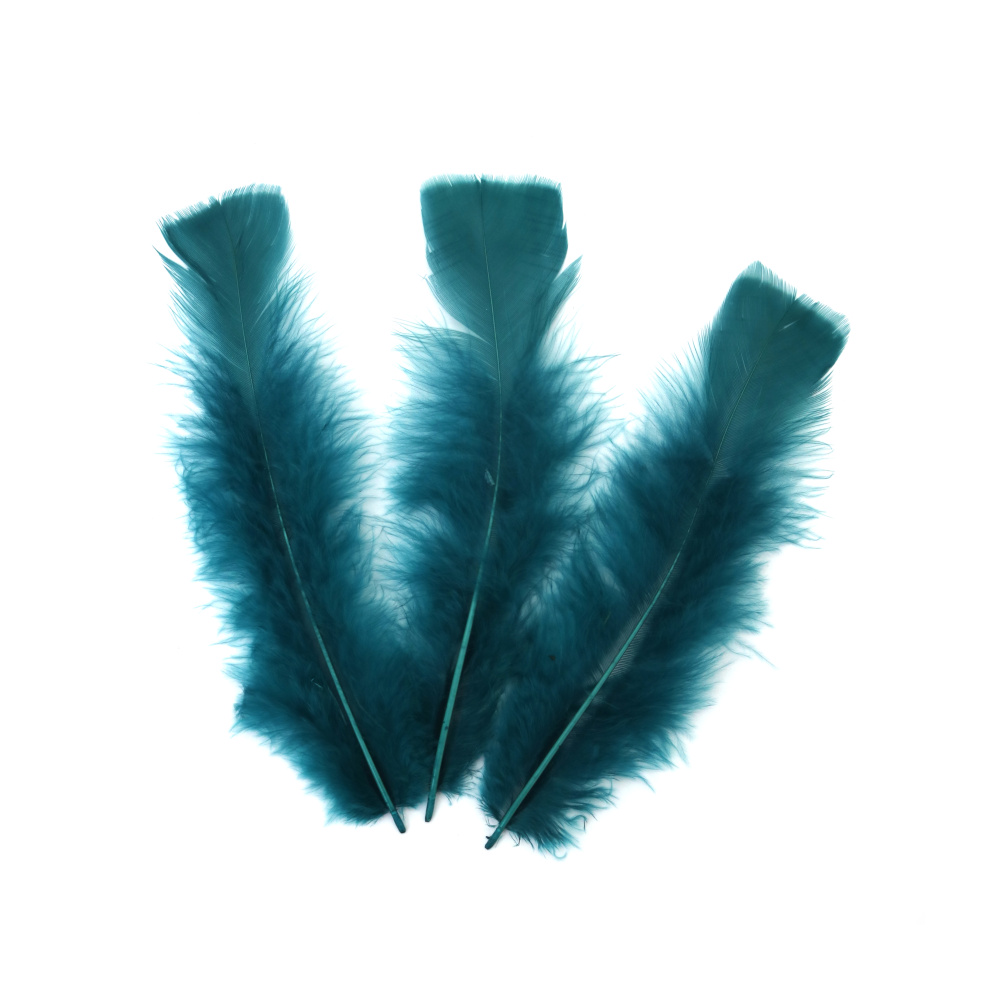 Pene decorative elegante 120~170 x 35~40 mm – turcoaz închis, set de 10 pentru craft artistic, decor marin și proiecte DIY