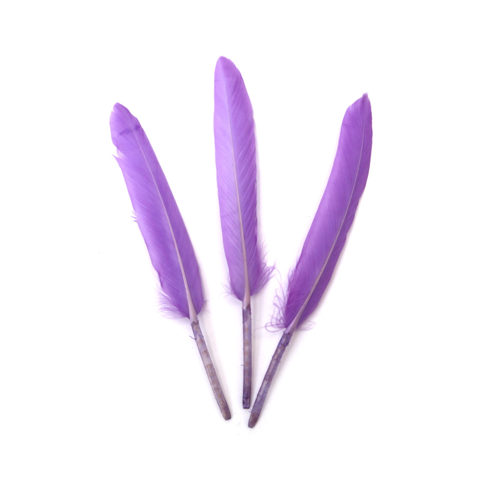 Pene Decorative Delicate 100–150 x 15–20 mm – Mov deschis, Set de 10 bucăți pentru creații romantice, decor elegant și proiecte DIY creative