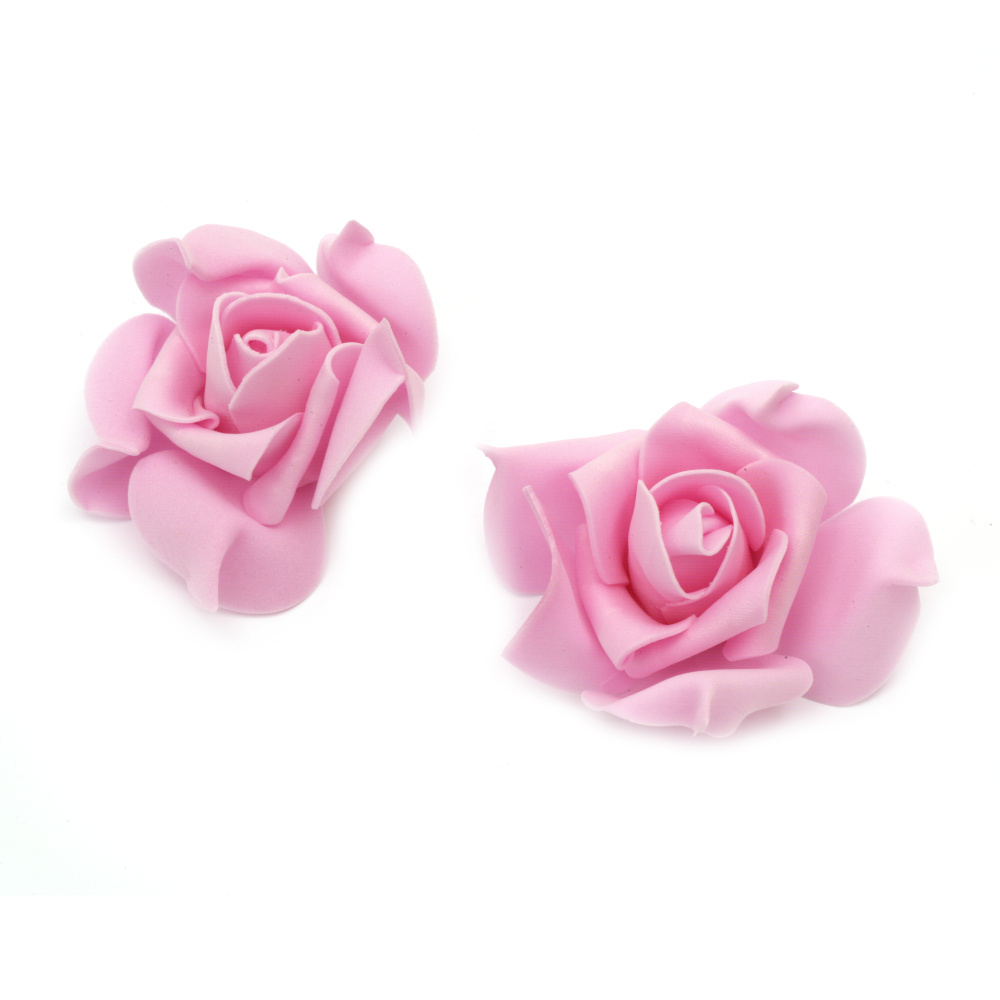 Τριαντάφυλλα από αφρώδες υλικό χρώμα ροζ μωβ 70x45 mm - 5 τεμάχια