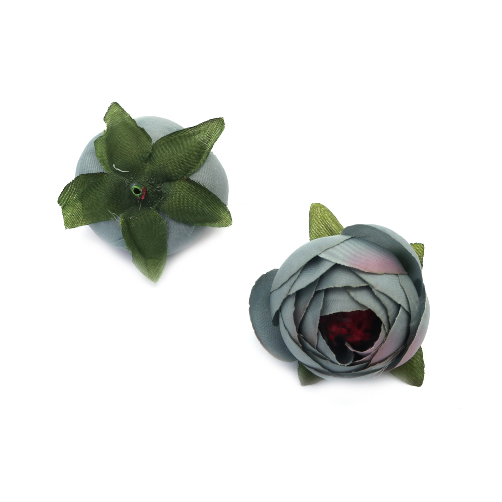 Rose Decorative Embellishment with Mounting Base, Sage Green - Pack of 5