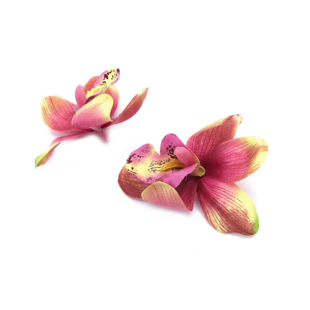 Цвят орхидея с пънче за монтаж цвят меланж виолетов, резеда 70 мм -5 броя