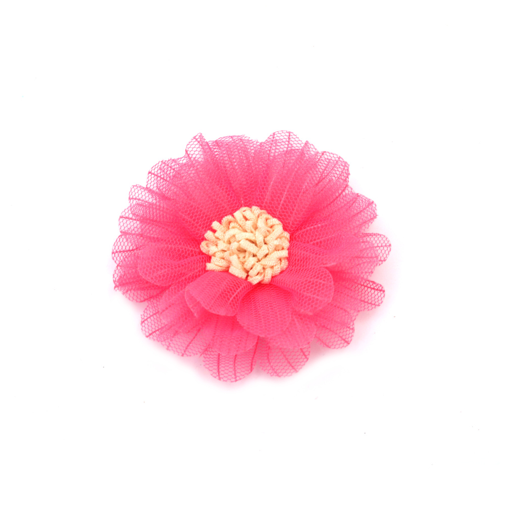 Tulle flori 65 mm culoare roz - 2 buc